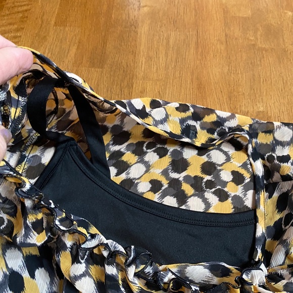 ABStudio Yellow & Black blouse attached cami L - Picture 5 of 8